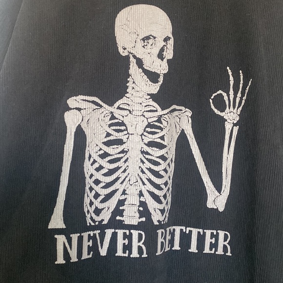 Tops - Women’s long sleeve corduroy shirt skeleton “never better” XL